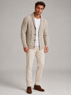 Men's Shawl Collar Cable Knit Cardigan