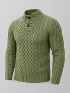Men's Cable Knit Button Neck Sweater