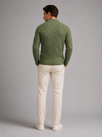 Men's Cable Knit Button Neck Sweater