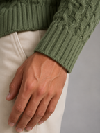 Men's Cable Knit Button Neck Sweater