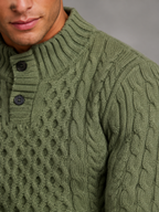 Men's Cable Knit Button Neck Sweater
