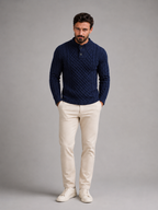 Men's Cable Knit Button Neck Sweater