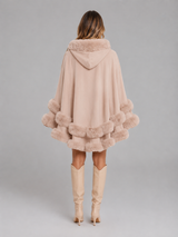 Women's Faux Fur Trim Cape Cardigan