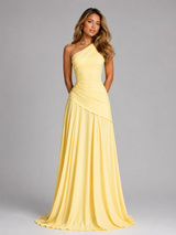 Women's One Shoulder Chiffon Maxi Dress