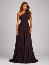 Women's One Shoulder Chiffon Maxi Dress
