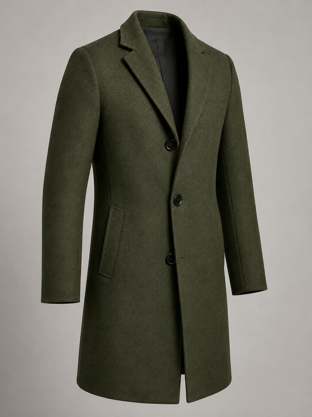 Men's Single-Breasted Tailored Overcoat