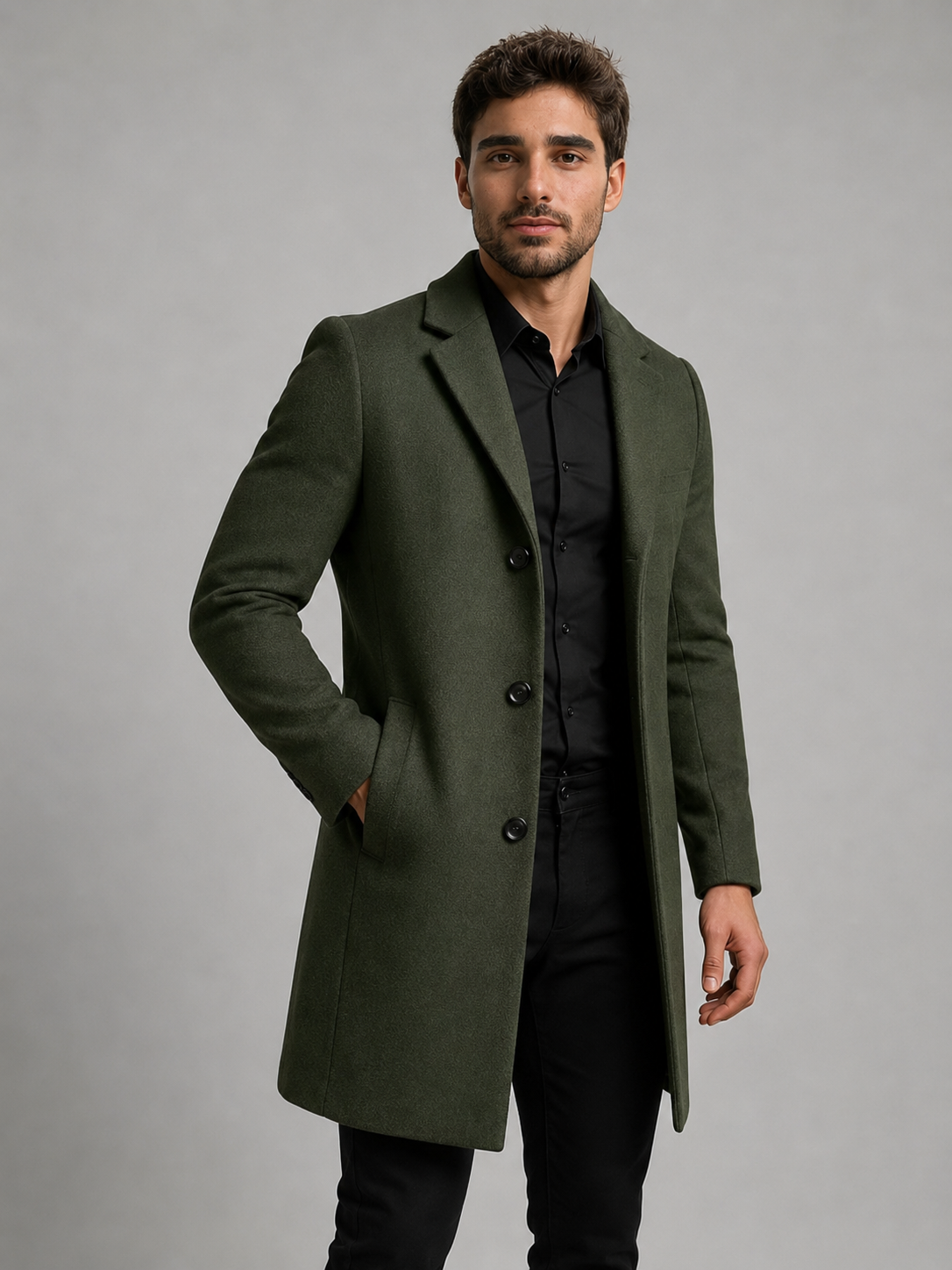 Men's Single-Breasted Tailored Overcoat
