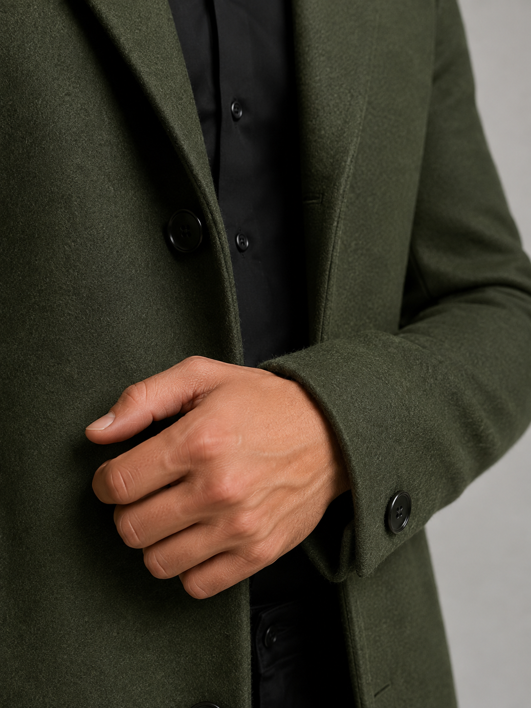 Men's Single-Breasted Tailored Overcoat