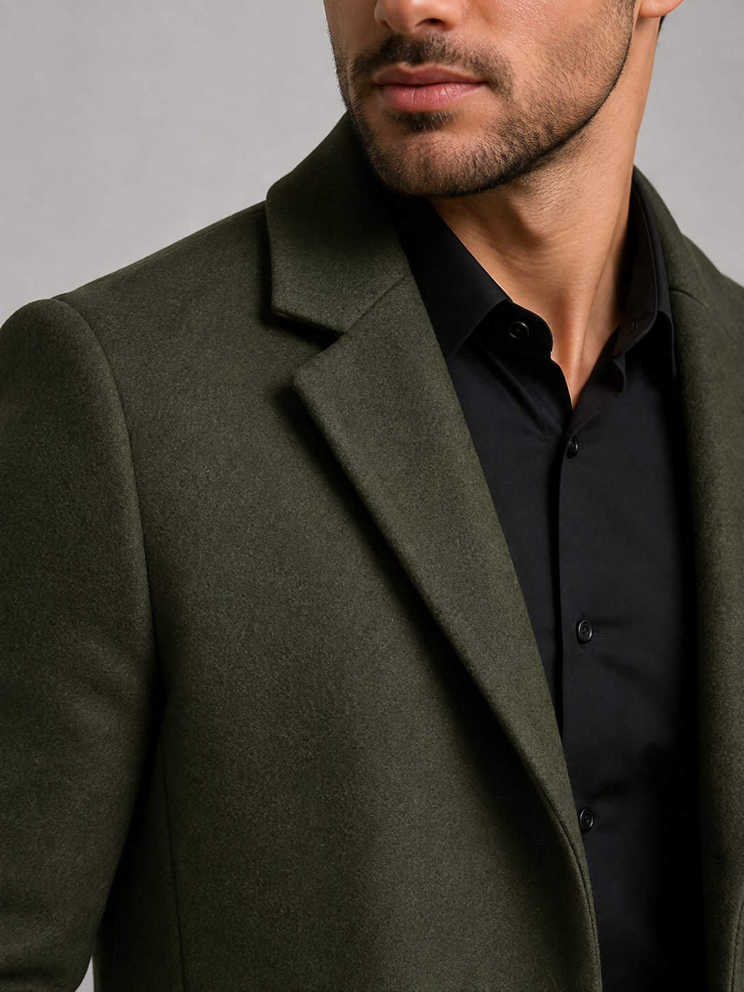Men's Single-Breasted Tailored Overcoat