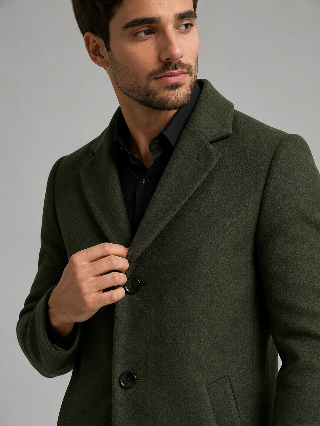 Men's Single-Breasted Tailored Overcoat