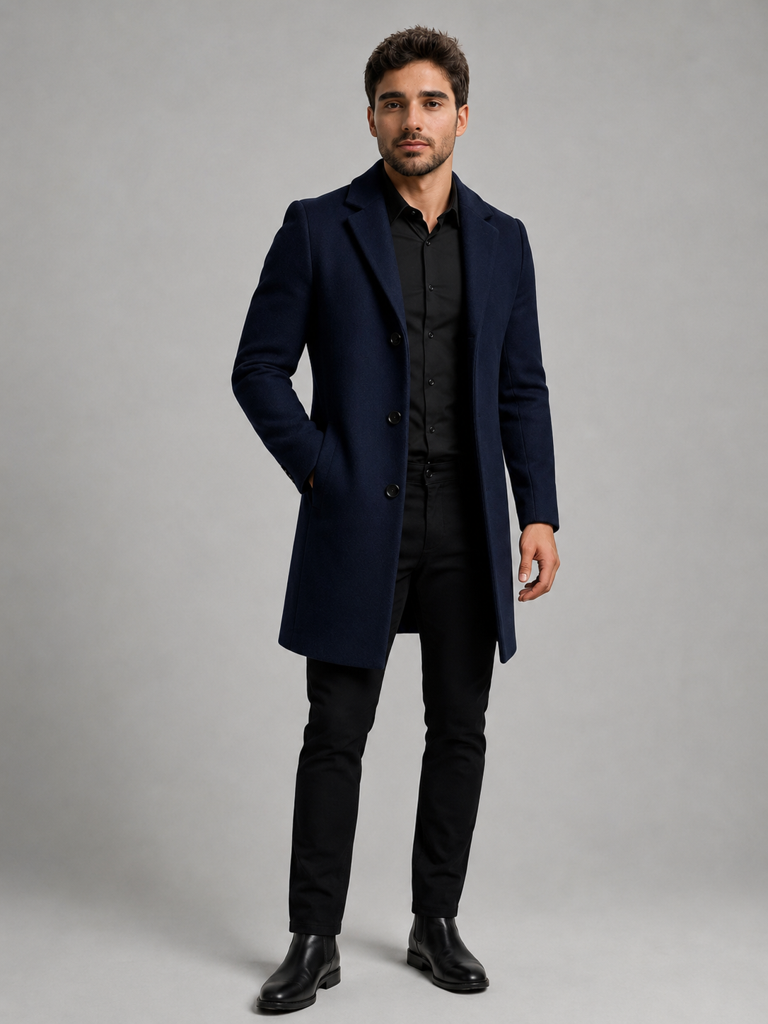 Men's Single-Breasted Tailored Overcoat