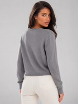 Women's Heart-Button Knit Cardigan With Bow Embroidery