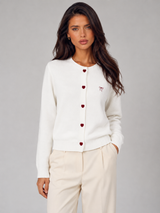 Women's Heart-Button Knit Cardigan With Bow Embroidery