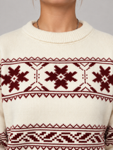Women's Fair Isle Snowflake Jumper | Crew Neck Winter Knit