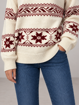 Women's Fair Isle Snowflake Jumper | Crew Neck Winter Knit