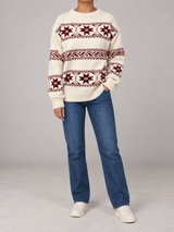 Women's Fair Isle Snowflake Jumper | Crew Neck Winter Knit