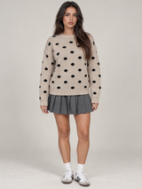 Women's Polka Dot Knit Jumper | Oversized Crew Neck Sweater