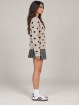 Women's Polka Dot Knit Jumper | Oversized Crew Neck Sweater