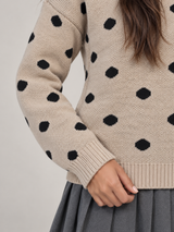 Women's Polka Dot Knit Jumper | Oversized Crew Neck Sweater