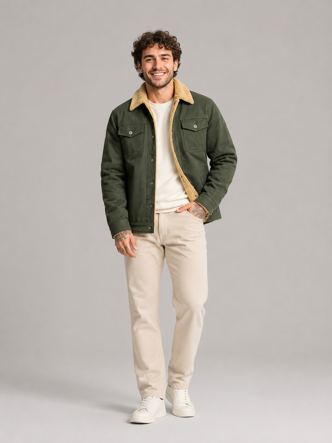 Men's Sherpa-Lined Trucker Jacket