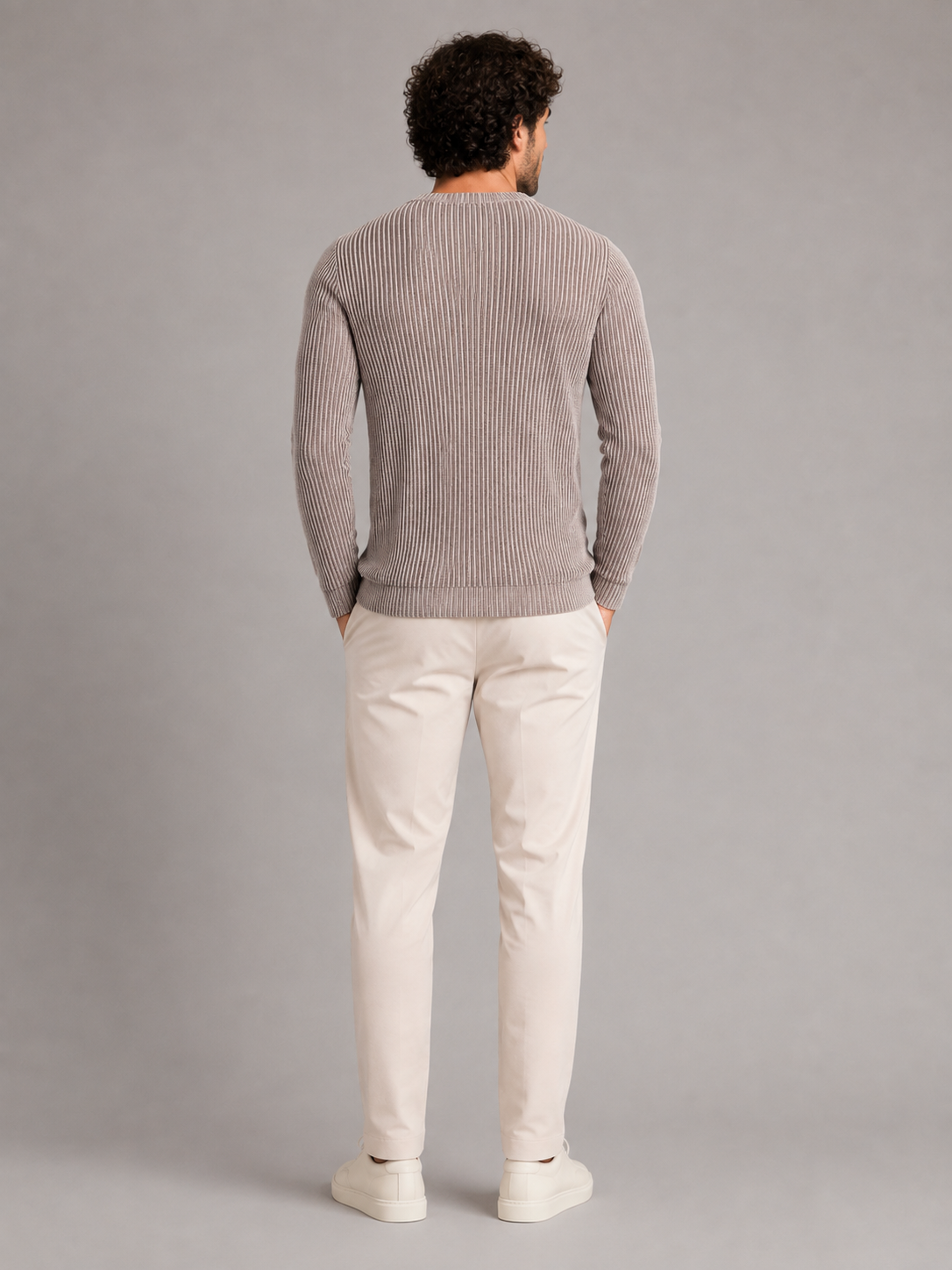 Men's Two-Tone Ribbed Knit Sweater