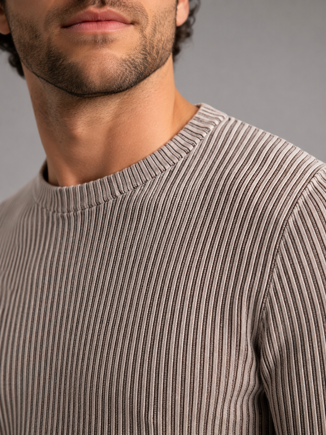 Men's Two-Tone Ribbed Knit Sweater
