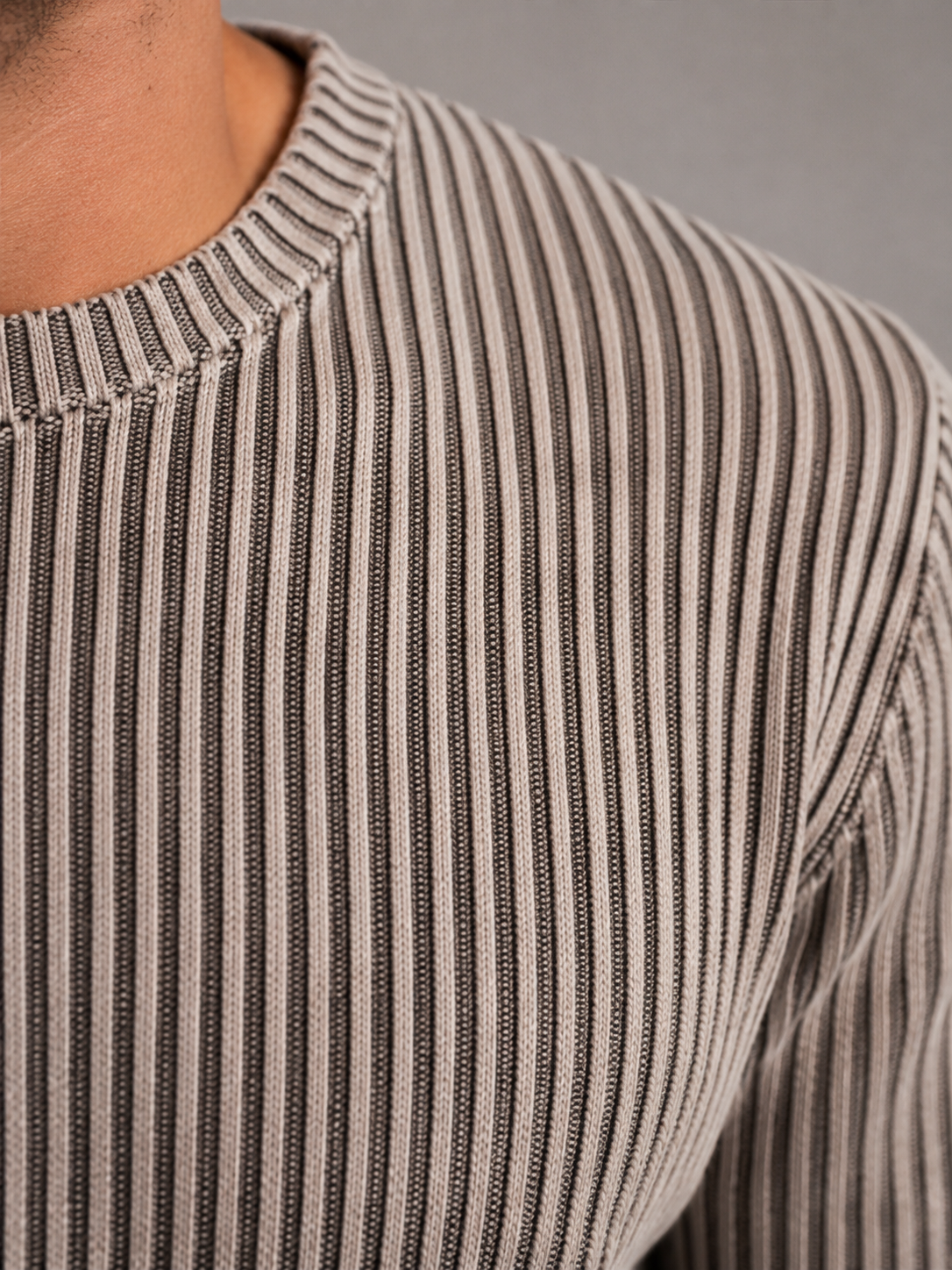 Men's Two-Tone Ribbed Knit Sweater