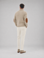 Men's Elbow Patch Cable Knit Sweater