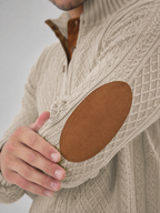 Men's Elbow Patch Cable Knit Sweater