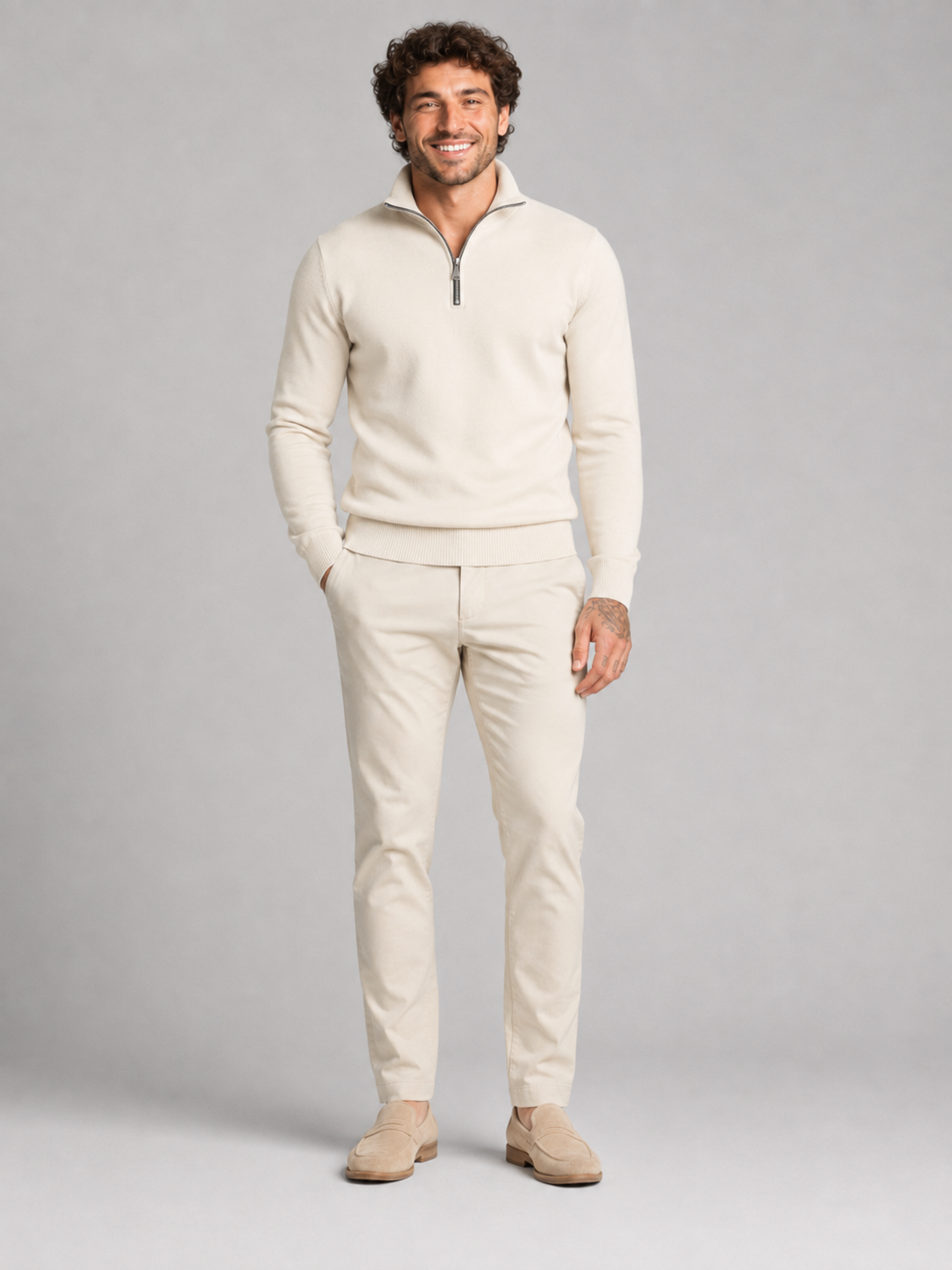 Men's Quarter-Zip Stand Collar Pullover