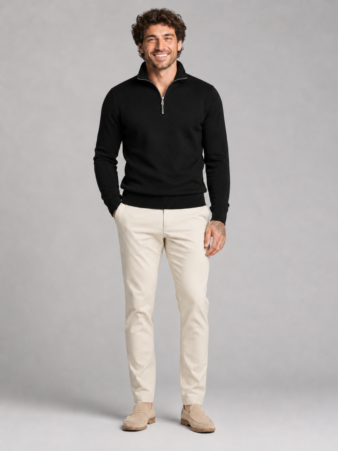 Men's Quarter-Zip Stand Collar Pullover