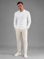 Men's Textured Long Sleeve Knit Polo