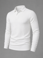 Men's Textured Long Sleeve Knit Polo