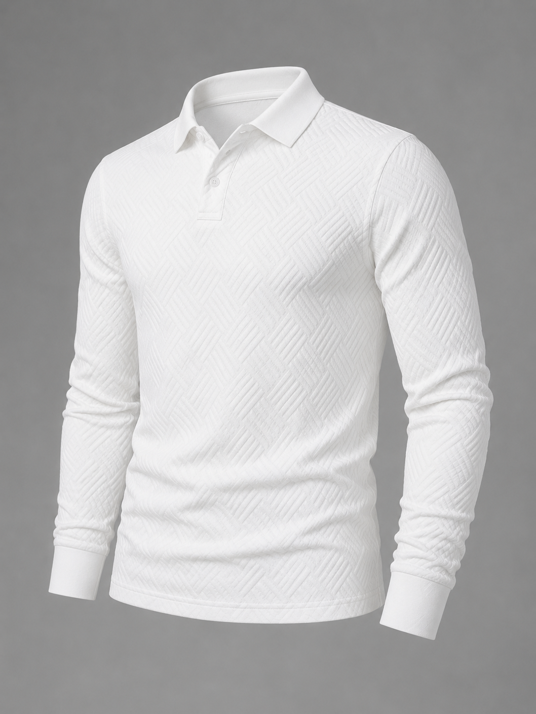 Men's Textured Long Sleeve Knit Polo