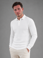 Men's Textured Long Sleeve Knit Polo