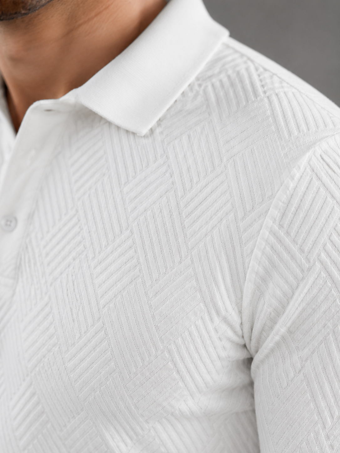 Men's Textured Long Sleeve Knit Polo