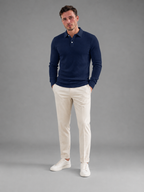 Men's Textured Long Sleeve Knit Polo