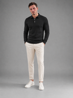 Men's Textured Long Sleeve Knit Polo