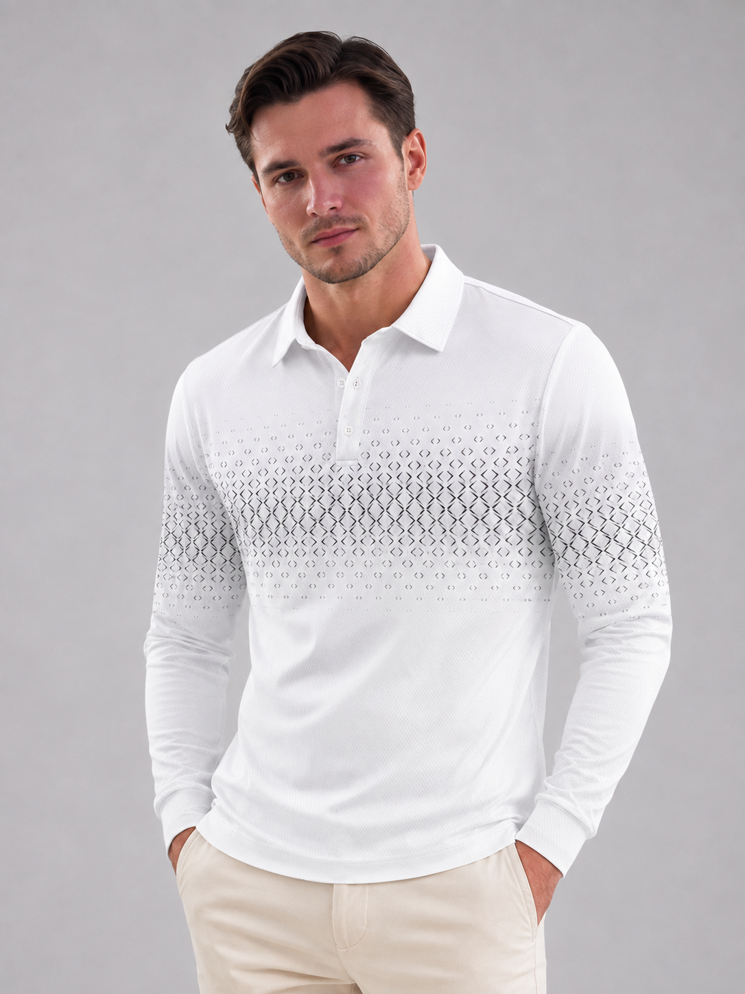 Men's Gradient Jacquard Knit Polo