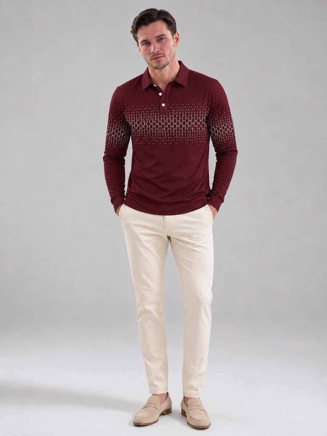Men's Gradient Jacquard Knit Polo