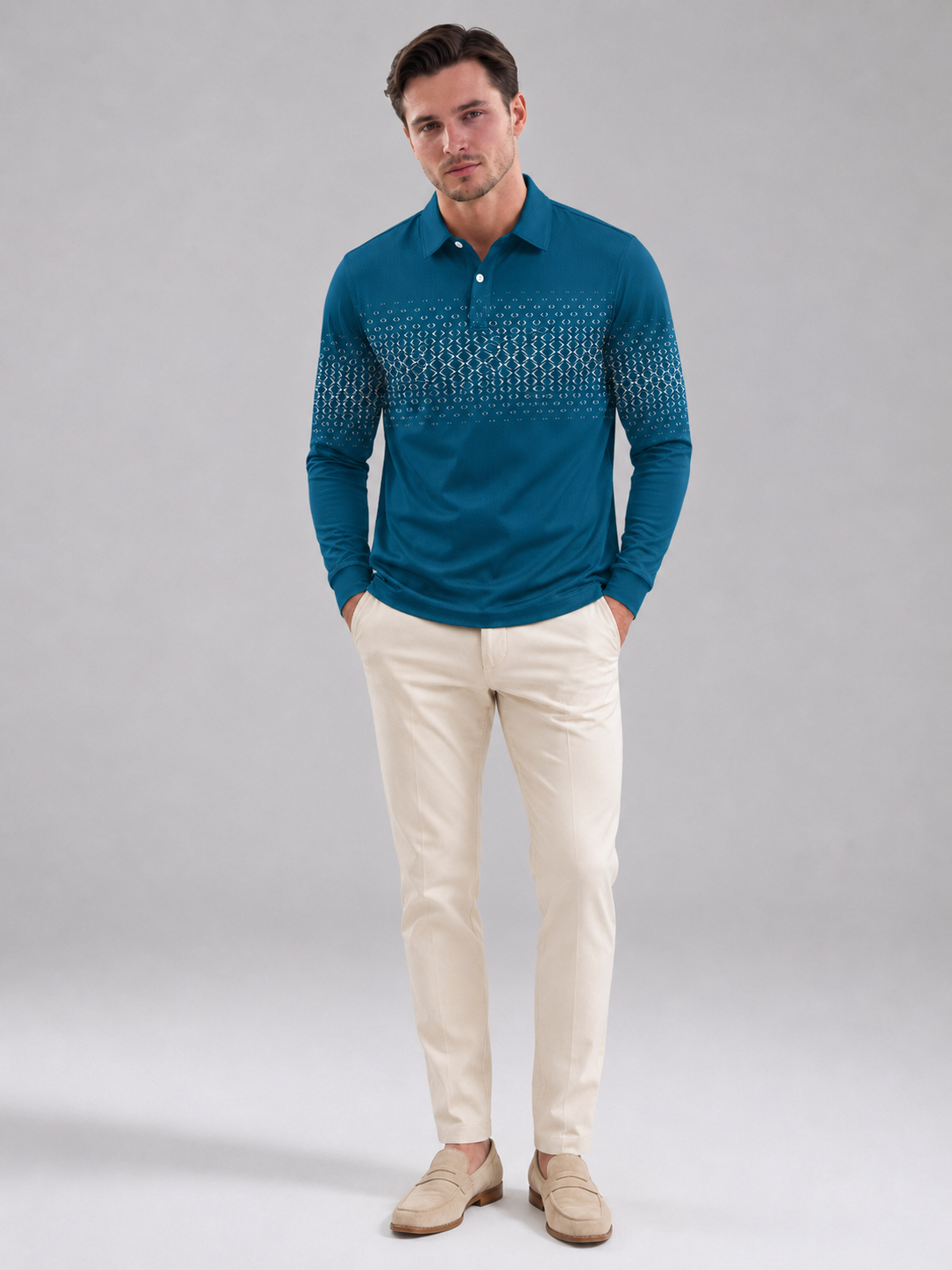 Men's Gradient Jacquard Knit Polo