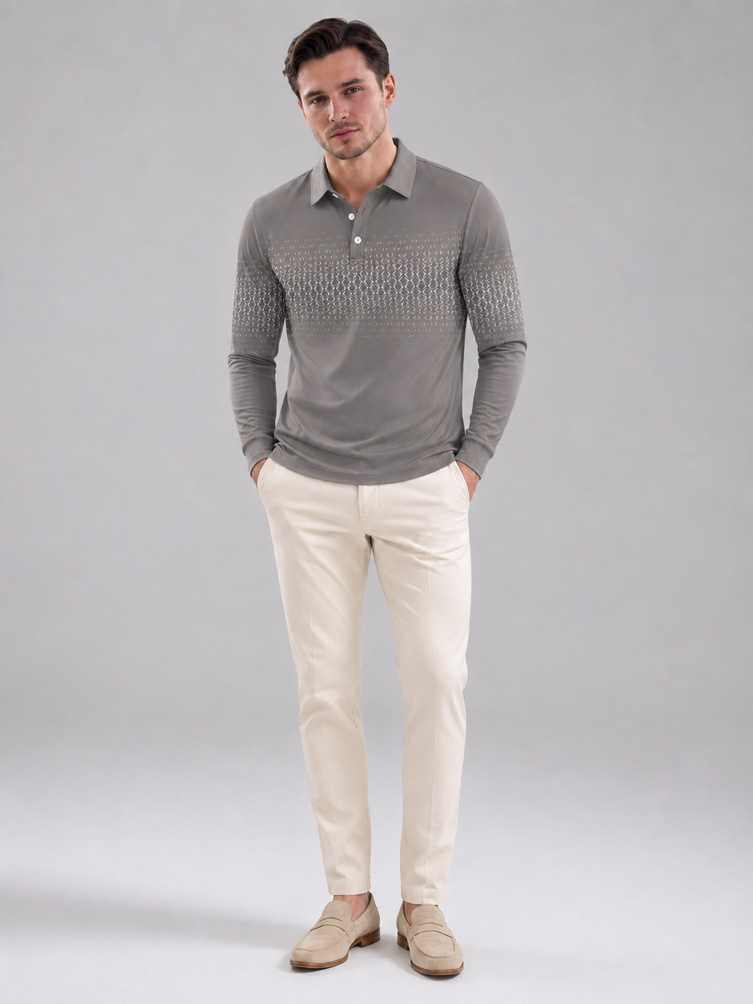 Men's Gradient Jacquard Knit Polo