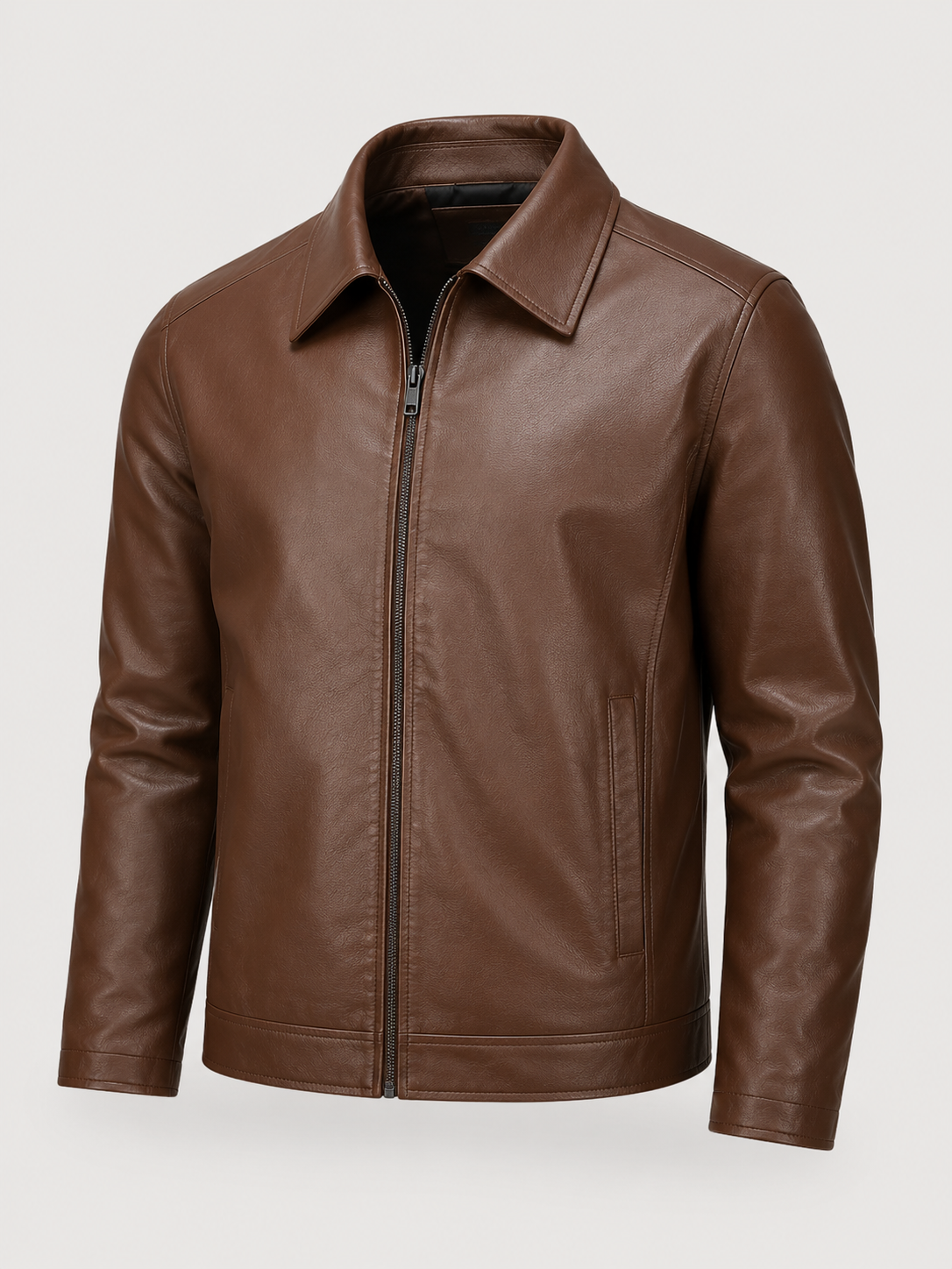 Men's Faux Leather Zip Jacket