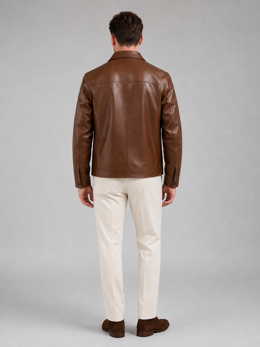 Men's Faux Leather Zip Jacket