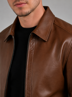 Men's Faux Leather Zip Jacket