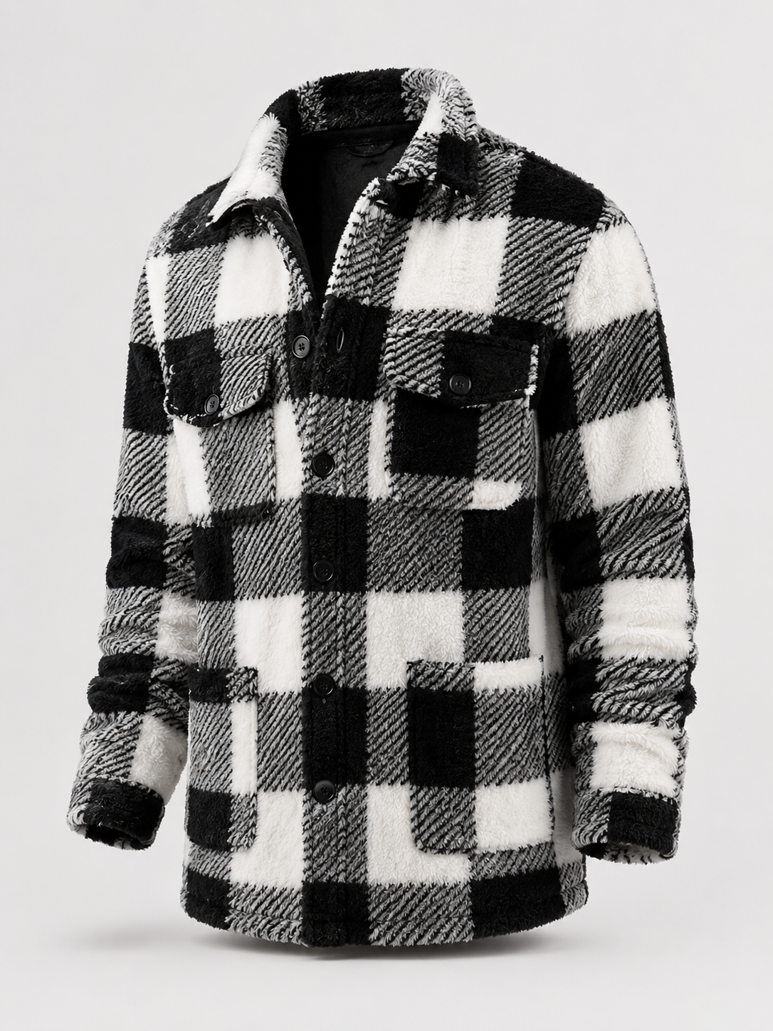 Men's Plaid Teddy Fleece Overshirt