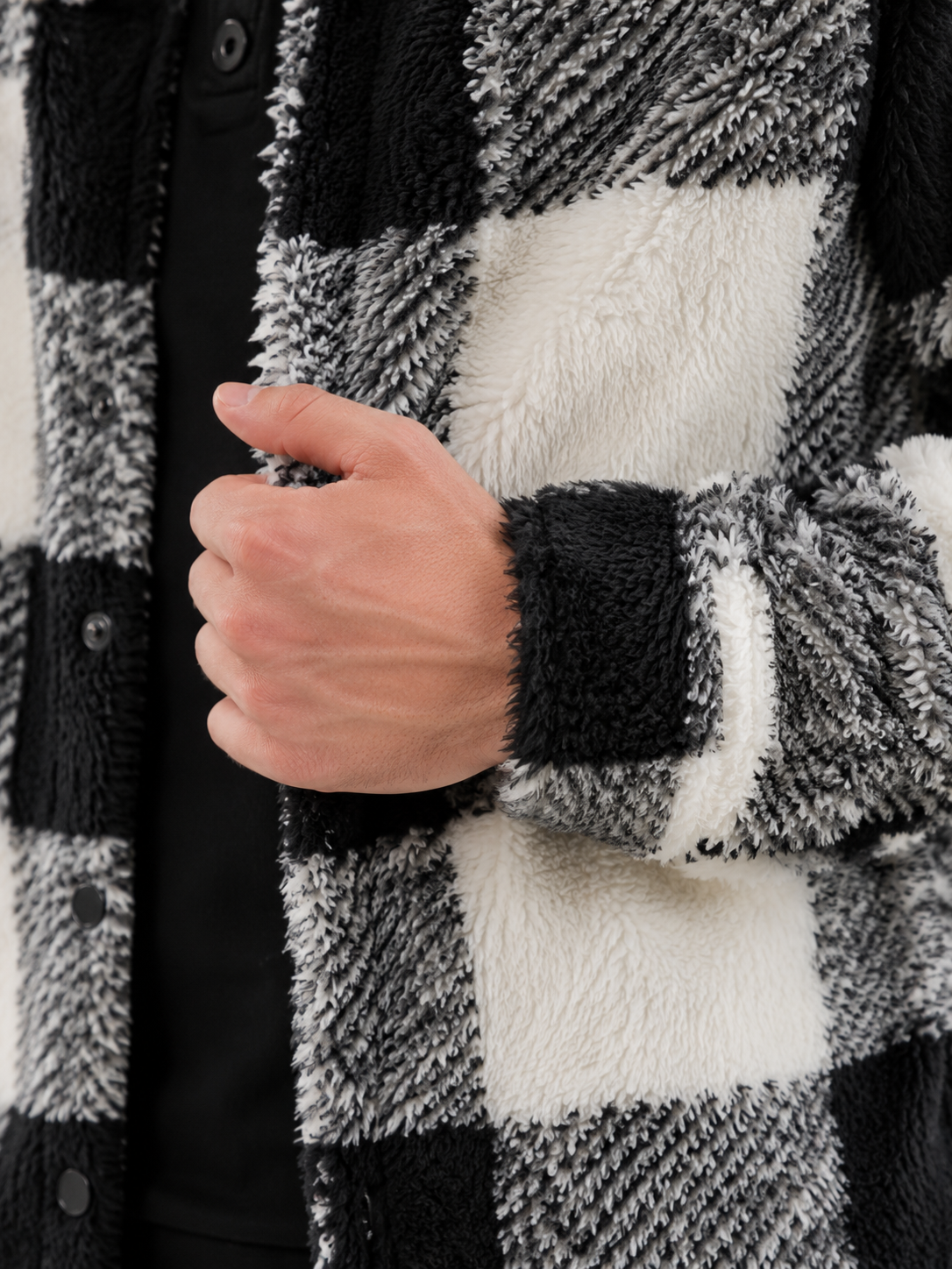 Men's Plaid Teddy Fleece Overshirt
