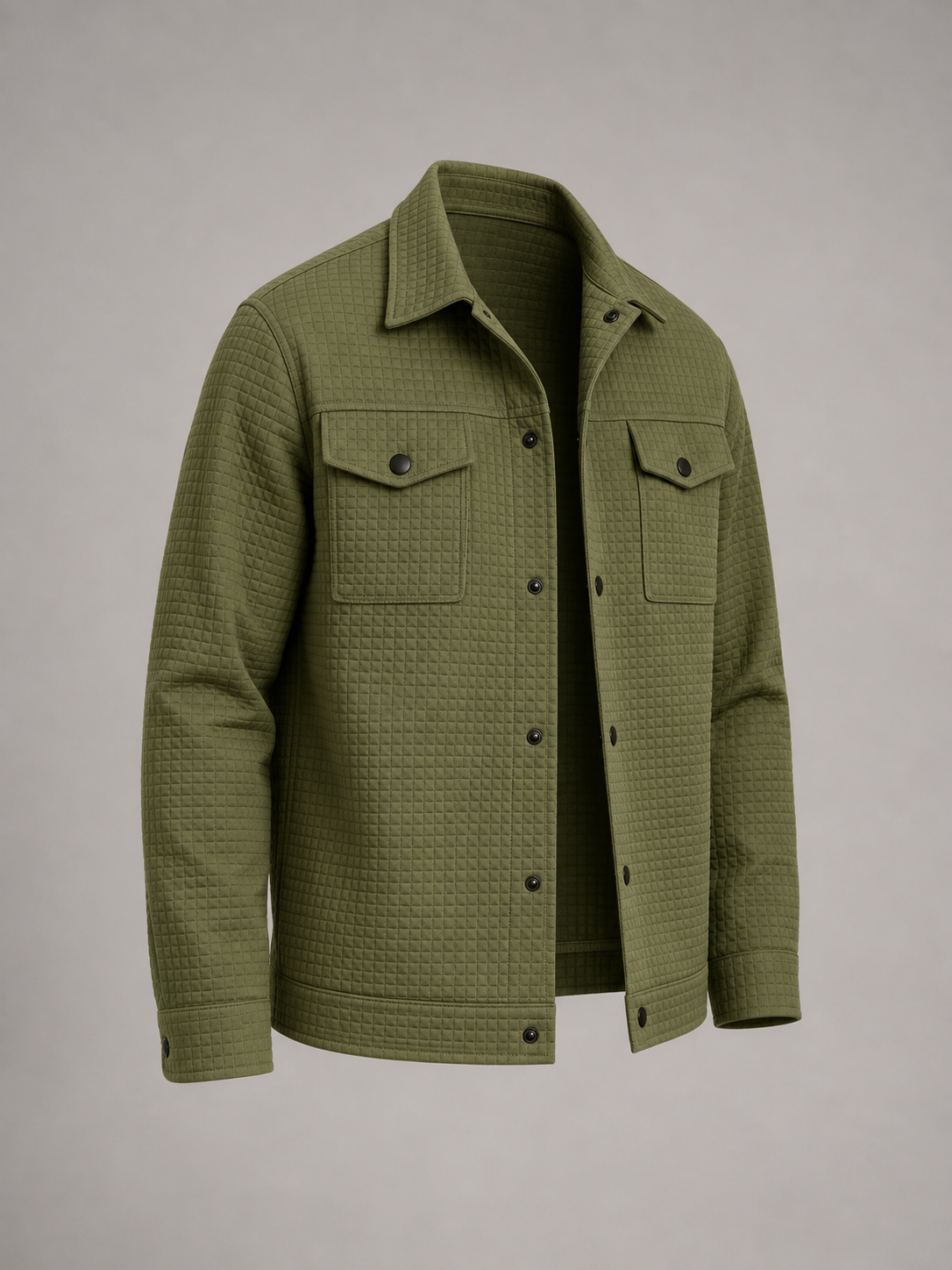 Men's Quilted Waffle Shirt Jacket | Cotton Blend Overshirt