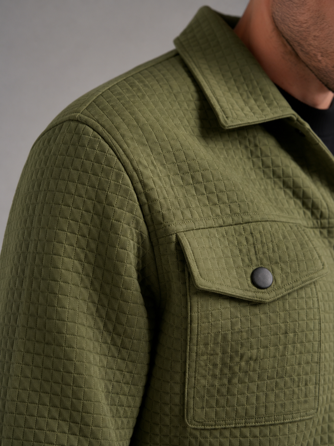Men's Quilted Waffle Shirt Jacket | Cotton Blend Overshirt