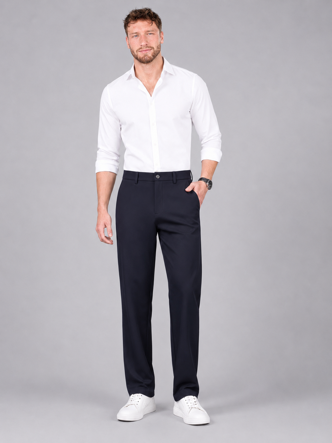 Men's Straight Leg Dress Trousers | Wrinkle Resistant Formal Pants
